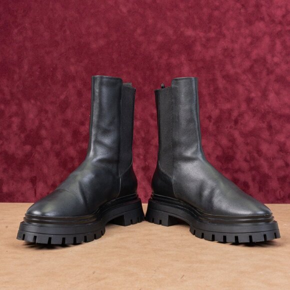 Stuart Weitzman Women Bedford Black Leather Platform Chelsea Ankle Boots sz 9 - Picture 2 of 9